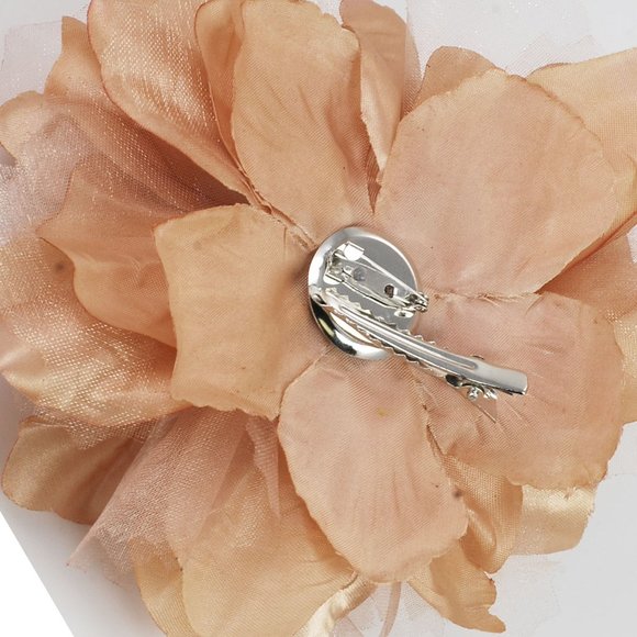5-1/2" Large Fabric Flower Pin - Champagne - Picture 2 of 2